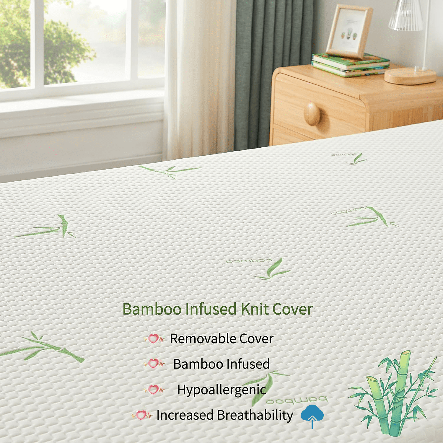 8 Inch Memory Foam Mattress,Twin Size, Medium-Firm Bed Mattress with Bamboo Cover, Breathable Gel Mattress, Pressure Relief, in a Box for Bunk Bed, Trundle Bed, CertiPUR-US Certified