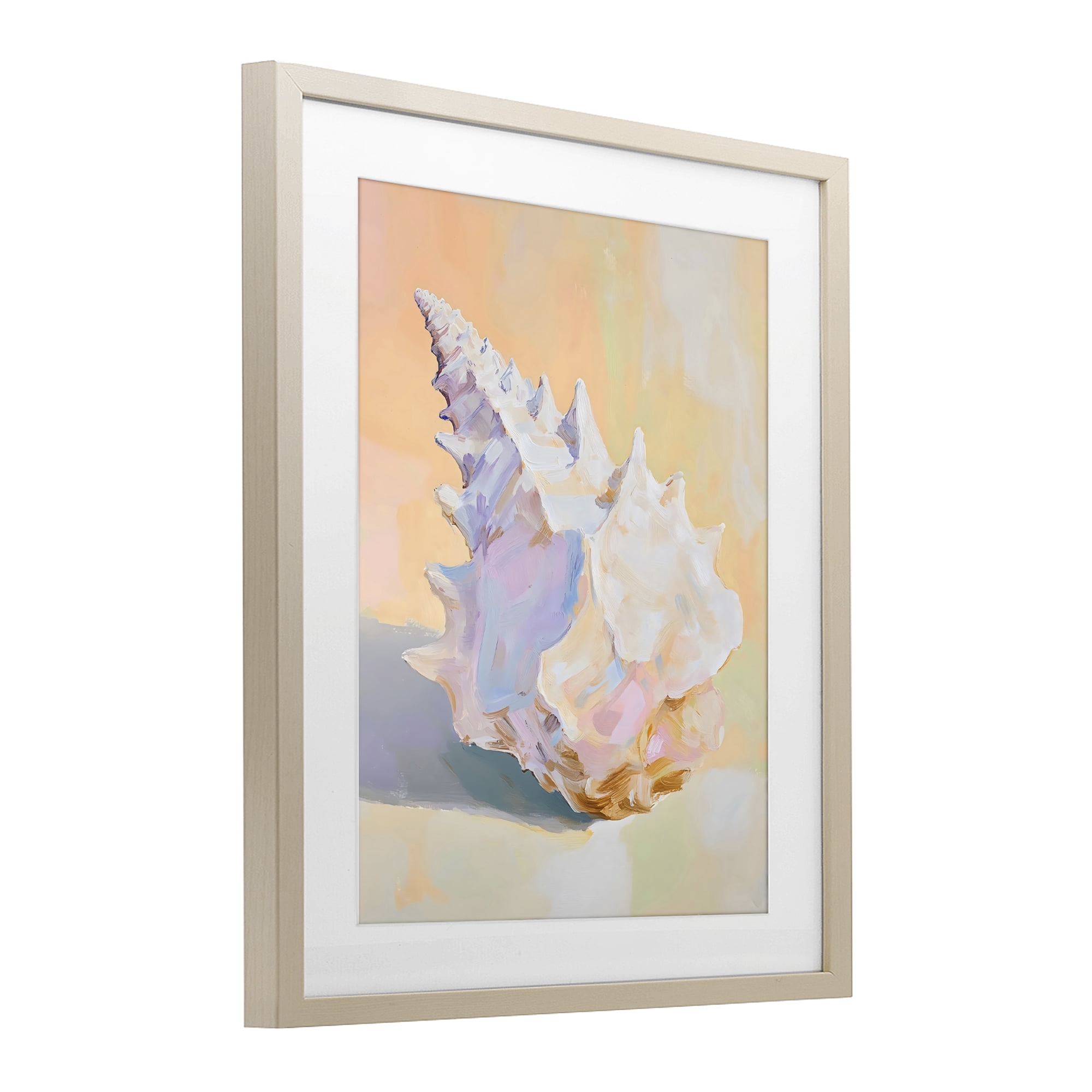 Stupell Industries Vintage Shell in Pastel Light Birch Framed Print Under Glass, design by The Prints Vibe