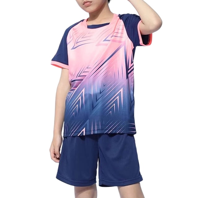 Odeerbi Niños Niñas Rápido Seco Juego de Entrenamiento de Fútbol Pantalones Cortos de Camiseta Con Impresión Geométrica de Gradiente Ropa Deportiva Atlética Para 4-17 Años