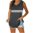 thumbnail image 2 of Goodeals Summer Sleeveless Shirts Women Cute Striped Color Block Tank Tops V Neck Tunics Loose Fit Clothes Curve Hem 2025 Fashion(Dark Gray,L), 2 of 7