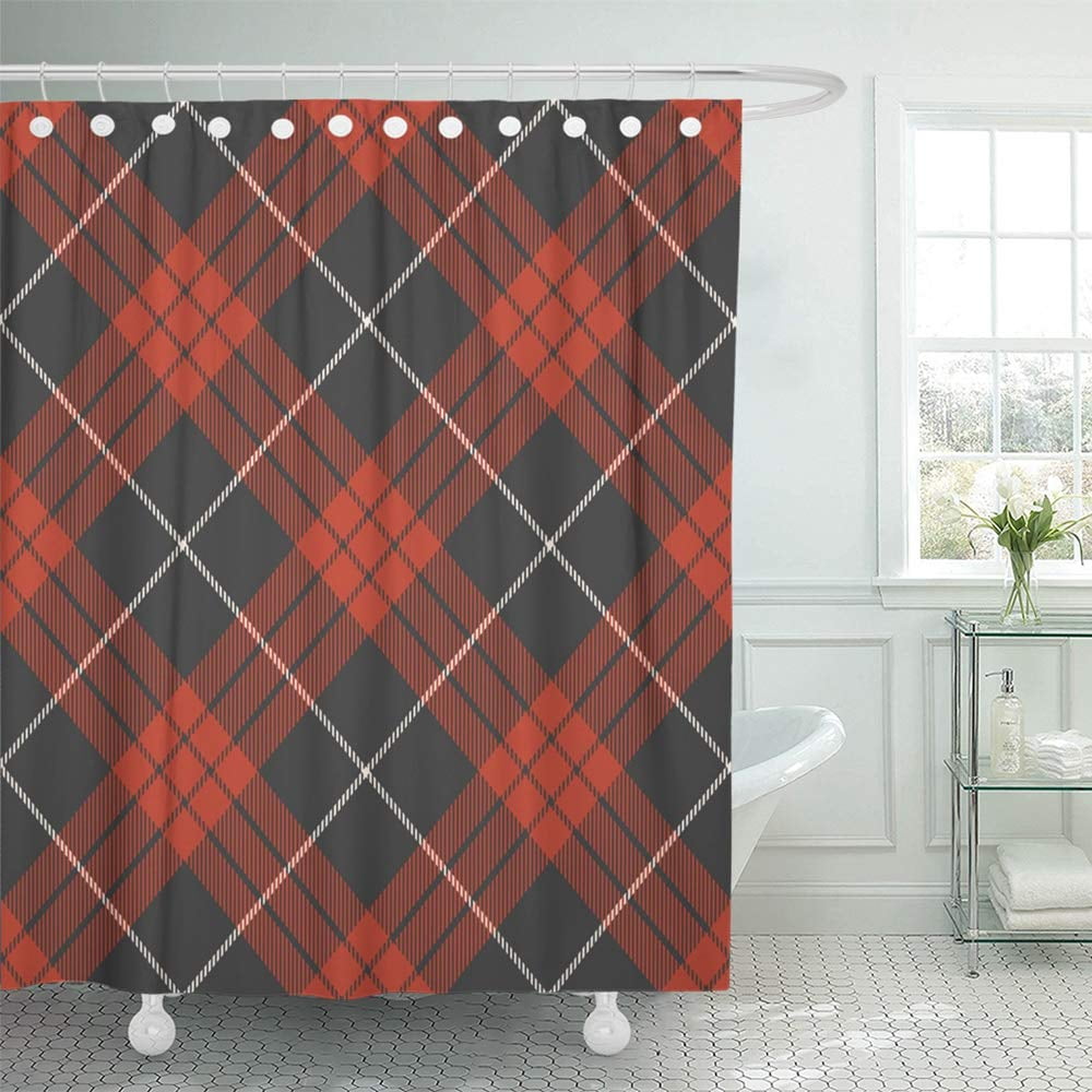 KSADK Red Scottish Tartan Pattern Gray Plaid Abstract British