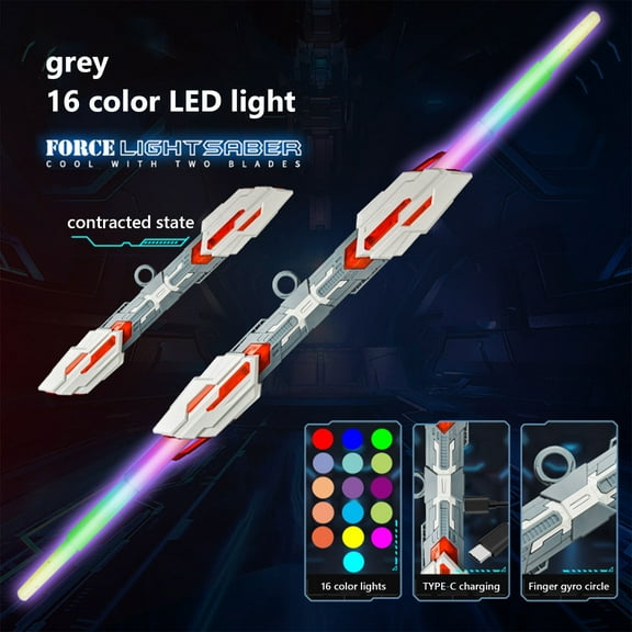 ABPWLY Double Headed Lightsabers, Lightsabers 16 Lights Rechargeable Lights Up Saber Sound and Telescopic Handle for Kids and Adults Gift
