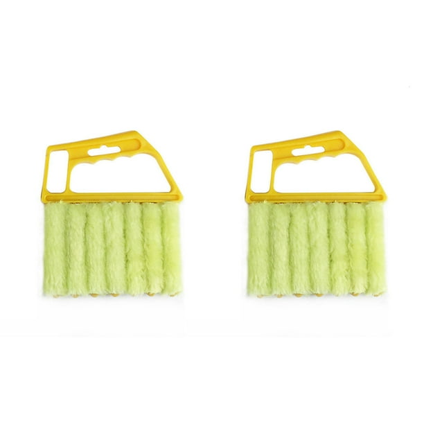 2 piezas de herramienta de limpieza de persianas, mini cepillo para limpiar persianas venecianas, diseño de 7 lamas con cerdas de algodón lavables, ABS, para la limpieza de persianas de ventanas,