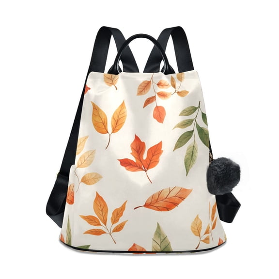 FORMRS Women's Travel Backpack Purse Anti-Theft Hidden Pockets Casual Shoulder Bag, Beige Autumn Leaves
