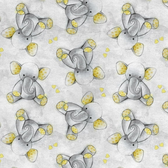 Mainstays 42" x 1.5 yd Cotton Light-weight Flannel Sleepytime Elephant Precut Sewing & Craft Fabric, Gray