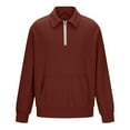 thumbnail image 6 of HomeDM Mens Quarter Zip Pullover Tops, Long Sleeve Waffle Texture Solid Color Sweatshirts, Wine, 6 of 6