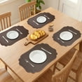 thumbnail image 3 of Solid Placemats Set of 6 Leather Placemats for Kitchen Dining Table Decor Washable Heat Resistant Table Placemats Sturdy Table Mat Coffee 17.7*11.8inch, 3 of 6