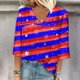 thumbnail image 1 of Fiudx Ofertas Relámpago Blusa de Manga 3/4 con Estampado de Moda para Mujer, Camiseta con Cuello En V, Tops Informales para El Día de La Independencia, 1 of 4
