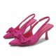 thumbnail image 4 of Correas de Tacón para Tacones Altos de Satén Punteado Pie Slingbacks, Tacones Altos de las Mujeres Abrir la Espalda Color Sólido, 4 of 8