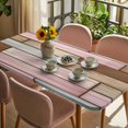 thumbnail image 3 of Pink Brown Vintage Table Cloths for 4 Foot Rectangle Tables, Retro Farmhouse Elegant Pastoral Patio Waterproof Elastic Fitted Tablecloths, Washable Rectangular Table Cover for Camping, 3 of 8