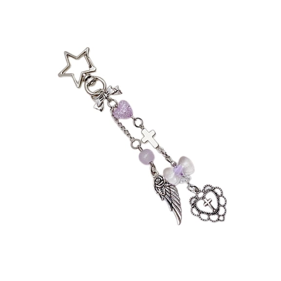 Fogun Sweet Heart Bead Keychain Pendant Lovely Hanging Decorations Keyring Charm for Purse Bag Backpack Handbag