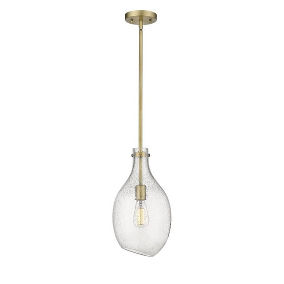 493-1S-BB-G554-9-LED-Innovations Lighting-Salem - 1 Light Mini Pendant In Industrial Style-16 Inches Tall and 8.5 Inches Wide Brushed Brass Seedy