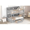 thumbnail image 4 of Twin Size Bunk Bed with Built-in Shelves Beside both Upper and Down Bed and Storage Drawer,Gray, 4 of 6