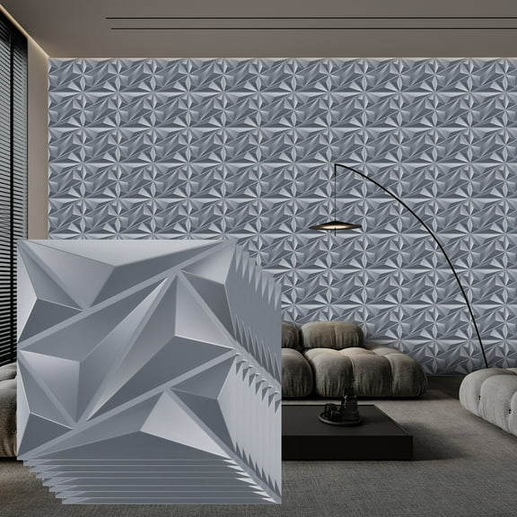 FLOLEOPA Textures 3D Wall Panels Gray Design for Interior Wall Decor Pack of 30 Tiles 29 Sq Ft (PVC)