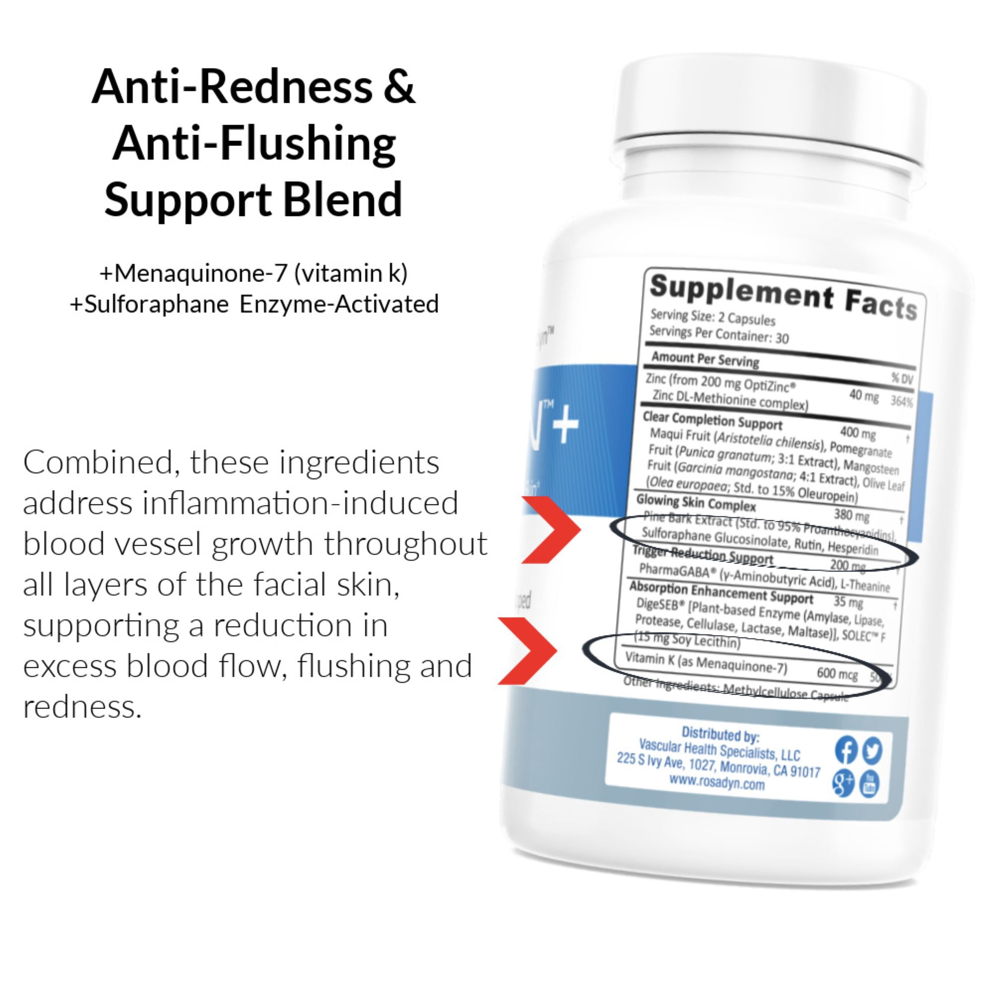 Rosacea Treatment Supplement by Rosadyn | Relief for Face & Nose Redness, Acne and Bloodshot Eyes | 3 Pack
