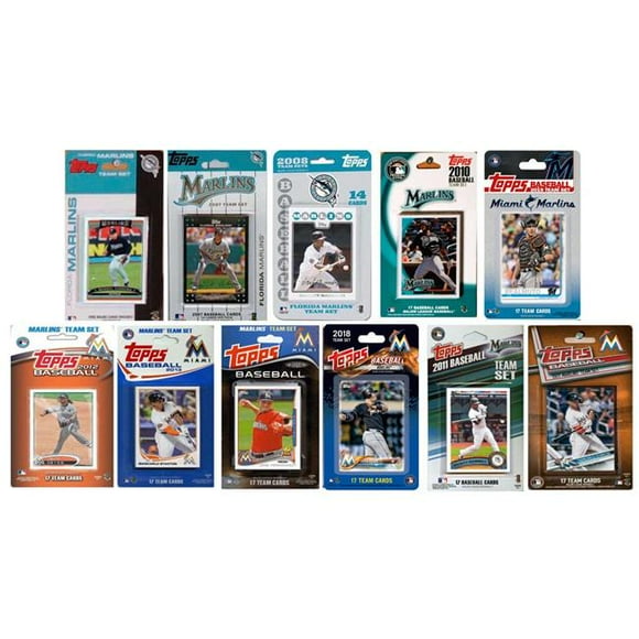 C&I Collectables MARLINS1219TS MLB Miami Marlins 12 Different Licensed Trading Card Team Sets