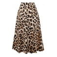 thumbnail image 4 of Maxi Skirts Leopard Print for Women Elegant High Waist Side Split Skirt with Flowy Hem Brown XS, 4 of 4