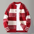 thumbnail image 2 of Men's Sweater Coat Long Sleeve Button Down Crewneck Color Block Knit Cardigan Outerwear Red XL, 2 of 9