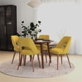 thumbnail image 4 of Hendrix 5-Piece Mid-Century Round Dining set w/ 4 Fabric Dining Chairs in Yellow, 4 of 6
