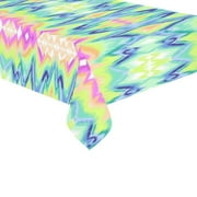 MYPOP Indian Art Tie Dye Diamond Pattern Tablecloth Rectangle Set 60x104 Inches - Chevron hippie Tablecover Desk Table Cloth Cover for Wedding Party Decor