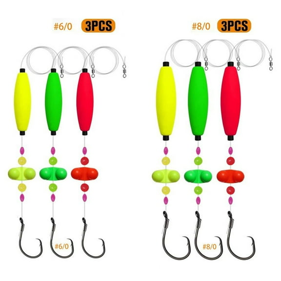 3/6pcs Catfish Fishing Rigs 6/0 8/0 Circle Hooks for Catfish Peg Floats
