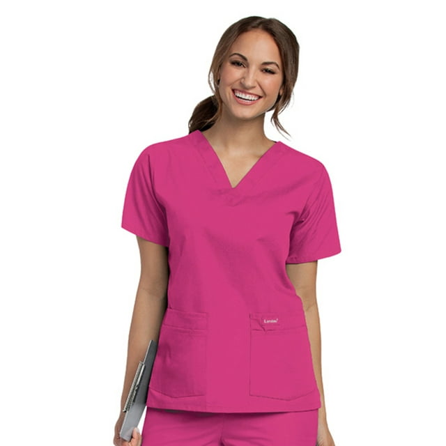 Landau Haut de Blouse Médicale pour Femmes : 4 Poches, Coupe Classique Décontractée, Col en V Durable 8219