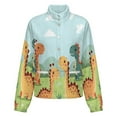 thumbnail image 5 of Jackets for Women Winter Coat Jackets Flannel Stand Collar Jacket(Cute Dinos in Sunny Field,Size:S-4XL), 5 of 7