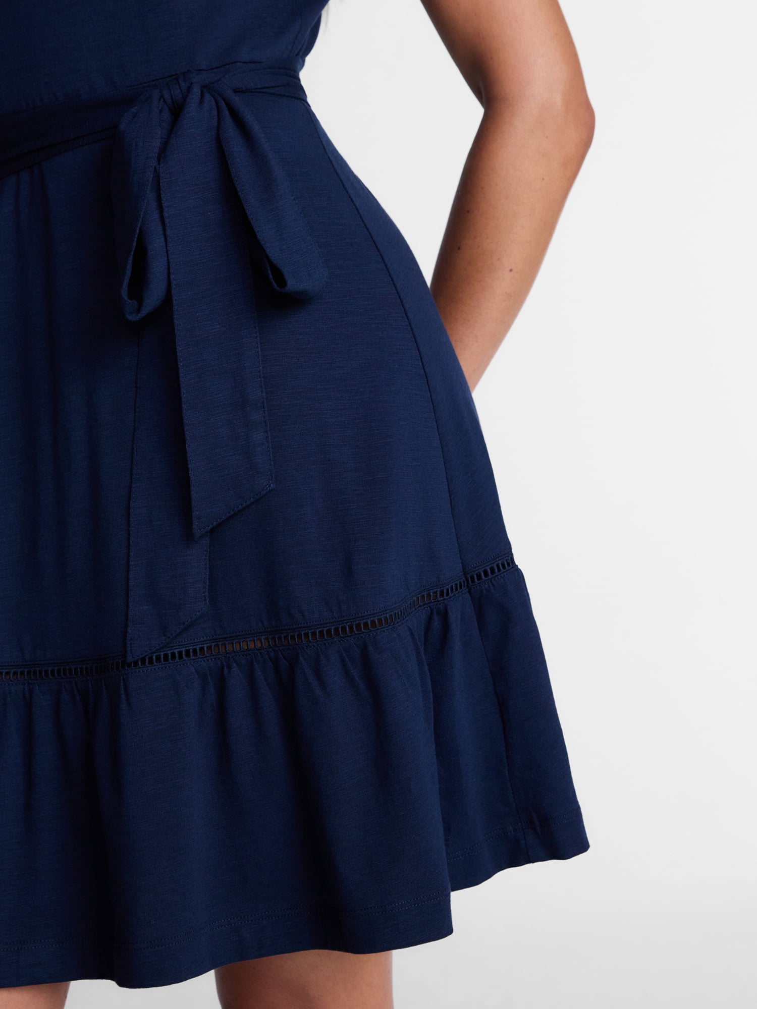 Time and Tru Women's and Women's Plus Belted Mini Dress with Flutter Sleeves, Sizes XS-4X