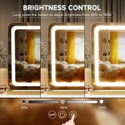 Hasipu 32x 20 LED Vanity Mirror Round Gold Lighted Makeup Mirror with Dimmable 3 Modes, Touch Screen Control