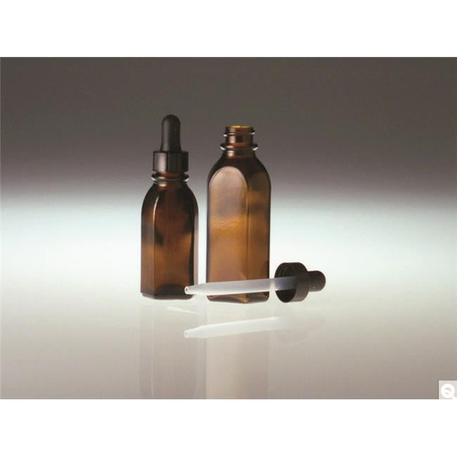 2 oz Amber Oval Dropper Bottles with 20400 Black Polypropylene Plastic