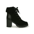 thumbnail image 2 of Women Sherpa Cuffed Lace up Lug Stacked Ankle Boot 19579, 2 of 6