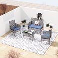 thumbnail image 3 of 4 Piece Patio Furniture Set,Outdoor Wicker Chair Rattan Conversation Sets with Cushions and Glass Coffee Table, for Patio Porch Garden Backyard, Blue, 3 of 6