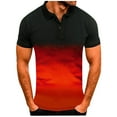 thumbnail image 1 of wendunide polo shirts for men Mens Fashion Casual Sports Gradient Lapel Short Sleeve Shirt Top Mens Polo Shirts Orange 3XL, 1 of 4