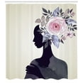 thumbnail image 3 of Ambesonne Watercolor Shower Curtain, Lady Flower Feminine, 69"Wx70"L, Dark Purple Pink Beige, 3 of 3