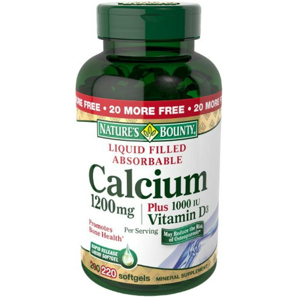3 Pack Nature's Bounty Calcium 1200 mg Plus Vitamin D3 1000 IU 220