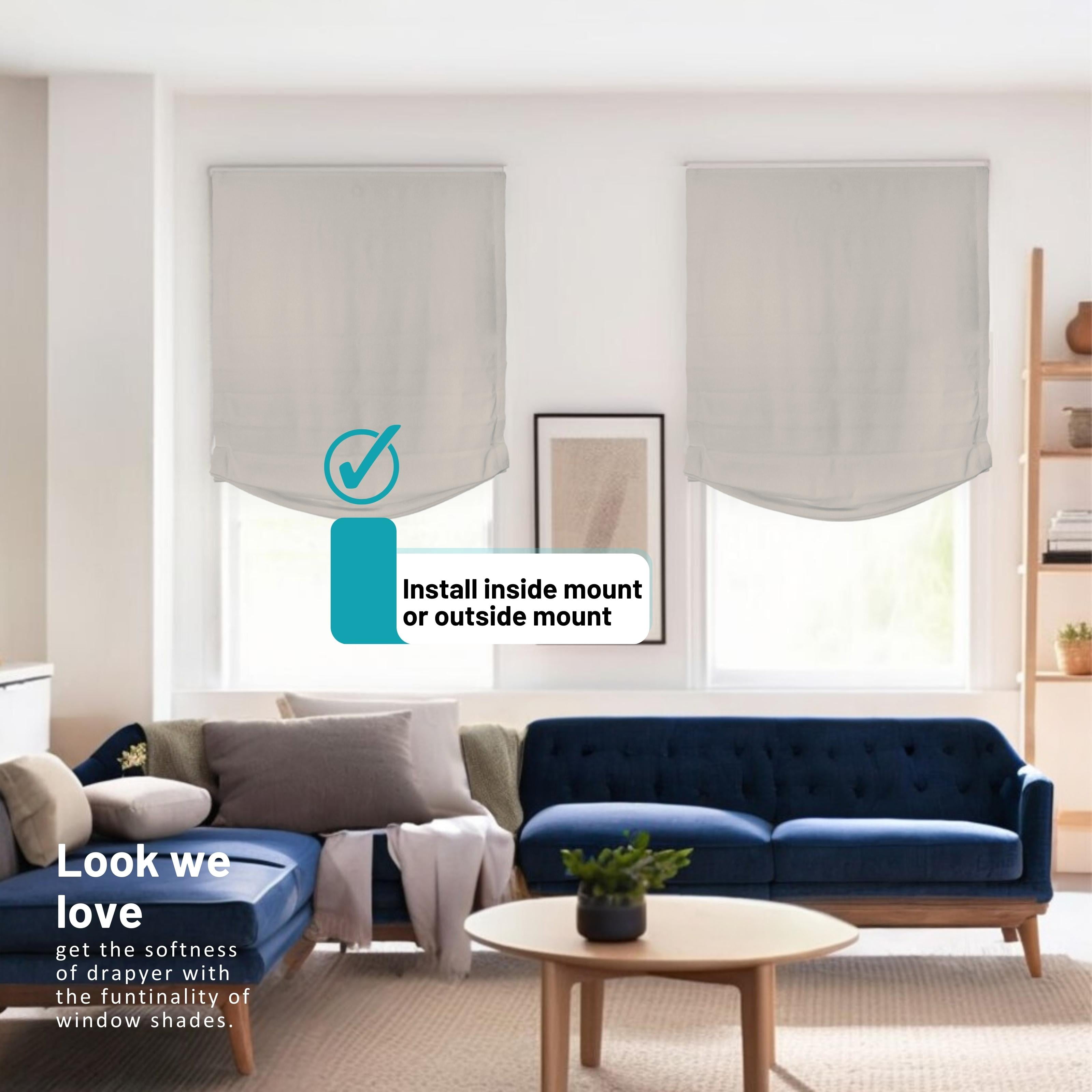 Chicology Cordless Roman Shades, Light Gray (Relaxed), 35"W X 64"H