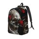 thumbnail image 1 of Disketp Realistic Rose Skull print Canvas Backpack Lightweight Travel Daypack Student Rucksack Laptop Backpack-, 1 of 5