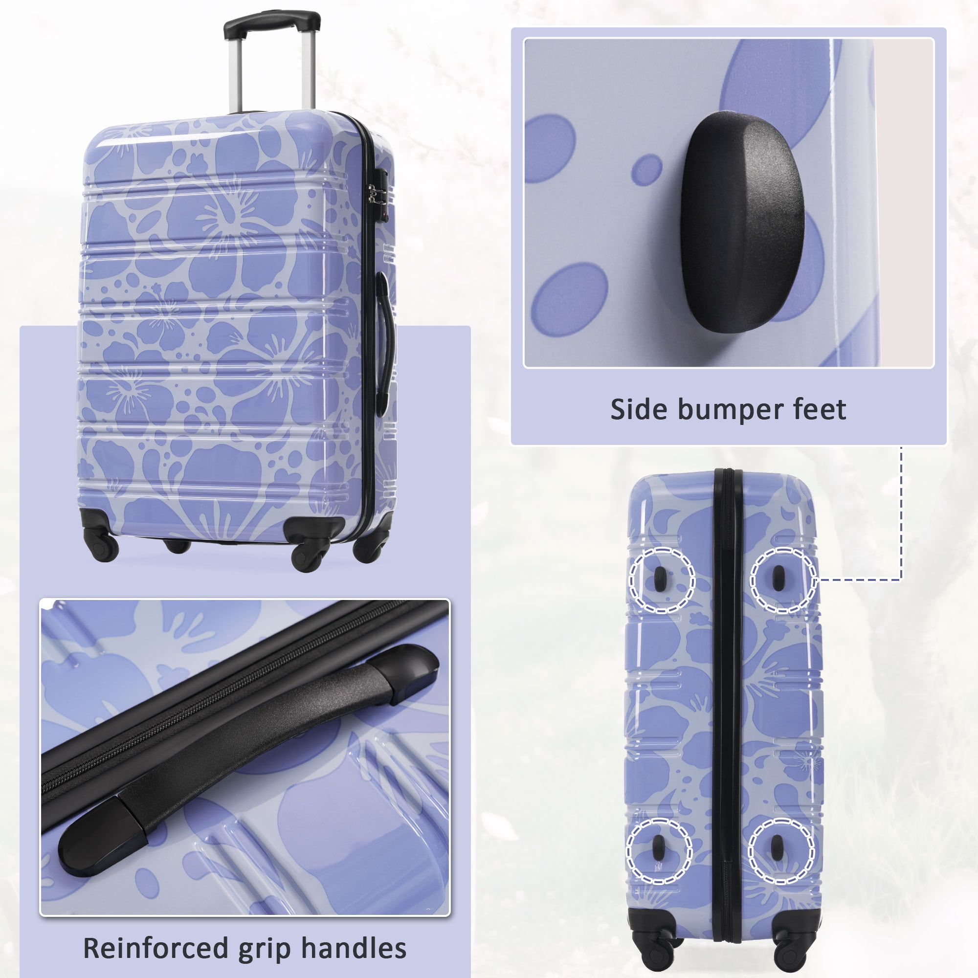 Euroco 3 Piece Luggage Sets, ABS+PC Hardshell Suitcase with TSA Lock and Spinner Wheels,Lightweight Suitcase Set for Family Travel,Blue