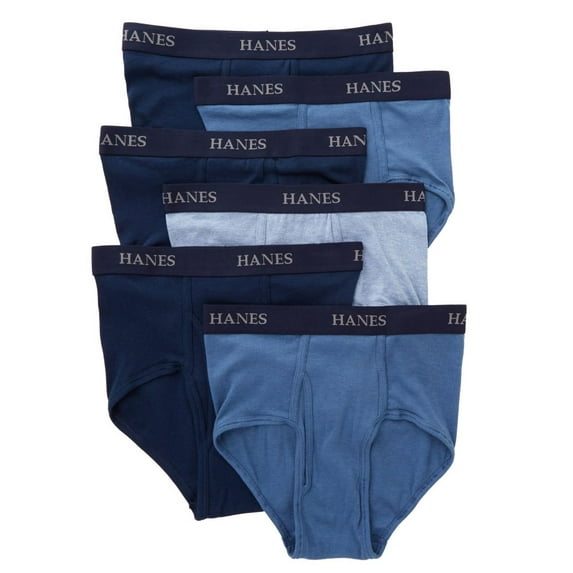 Men's Hanes Y764 Platinum Premium Briefs - 6 Pack (Blue S)
