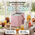 thumbnail image 3 of EUHOMY Countertop Ice Maker with Handle, 26 lbs/Day Portable Ice Machine, 9 Bullet Cubes in 6 Minutes, 2 Ice Sizes, Self-Cleaning, 1.1L Water Tank, Pink, 3 of 10