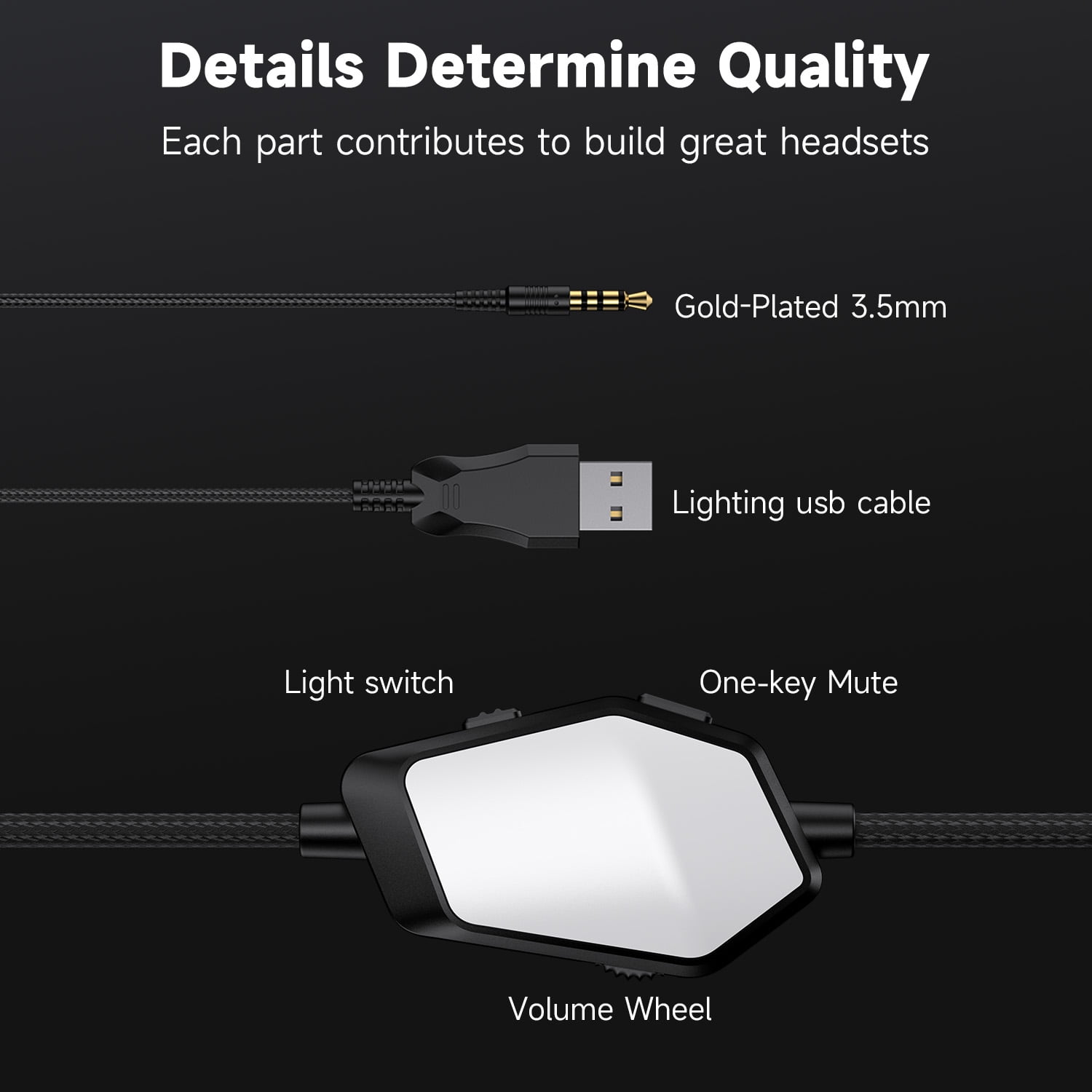 AOC Gaming Headset with Noise Cancelling Mic, Wired Gaming Headphone for PC, PS5, Xbox Series, Xbox Headset, Switch, MAC, High-Quality Sound, Led Light, Foldable, Portable, White