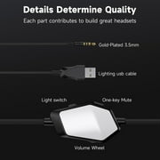 AOC Gaming Headset with Noise Cancelling Mic, Wired Gaming Headphone for PC, PS5, Xbox Series, Xbox Headset, Switch, MAC, High-Quality Sound, Led Light, Foldable, Portable, White