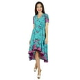 thumbnail image 2 of Bimba Womens Asymmetrical Shift Dress with Pockets Print Cotton Classic Midi Dresses, 2 of 9