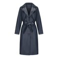 thumbnail image 2 of Yuwull Women' S Pu Faux Leather Jacket Maxi Long Lapel Coat Outwear，Trench Coat Women，Windbreaker Jacket Women, 2 of 7