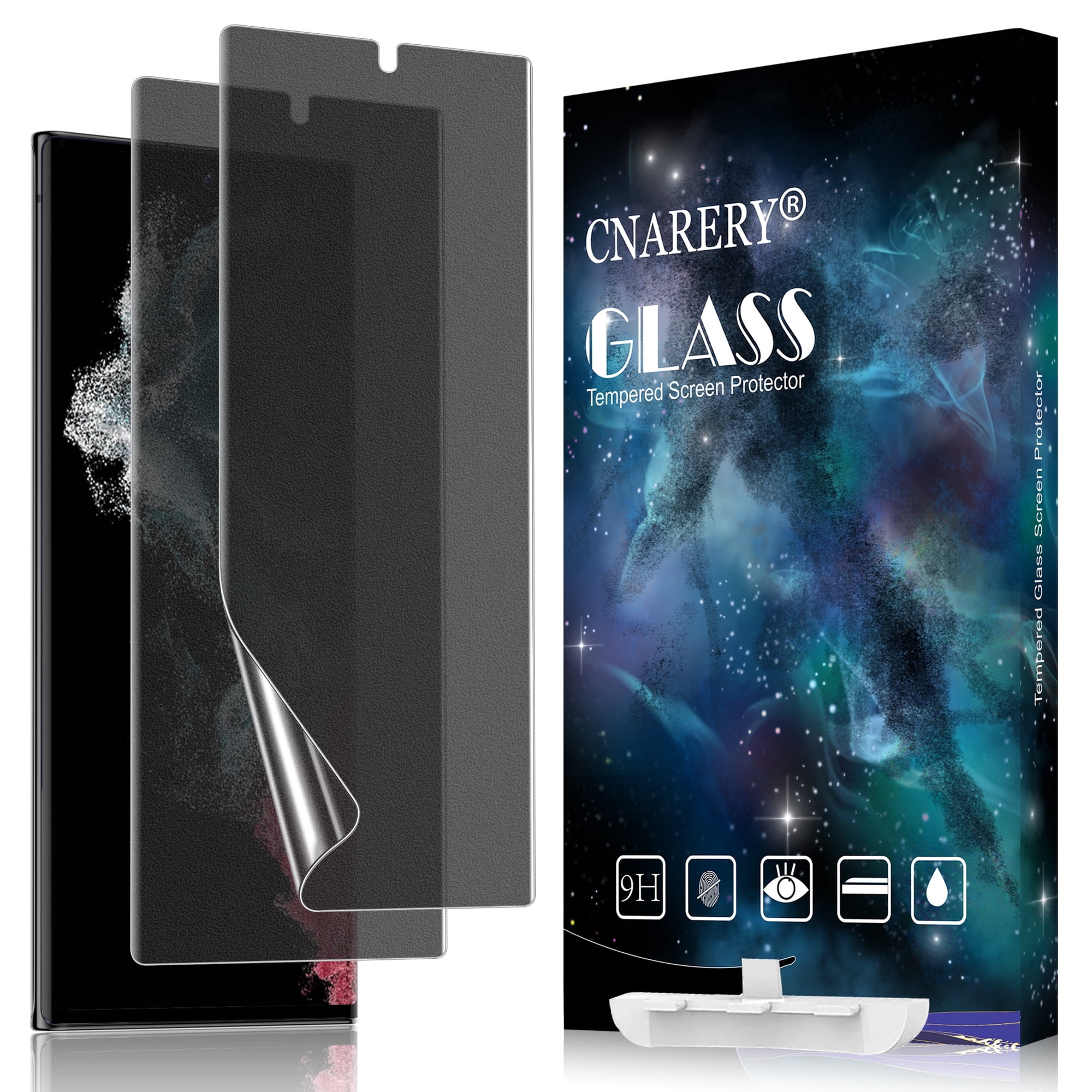 [2 Pack] Cnarery 28° Matte Privacy Screen Protector for Samsung Galaxy S22 Ultra 6.8 Inch, Fingerprint Sensor Compatible, Anti-Glare Full Adhesive Flexible Film (Not Glass)