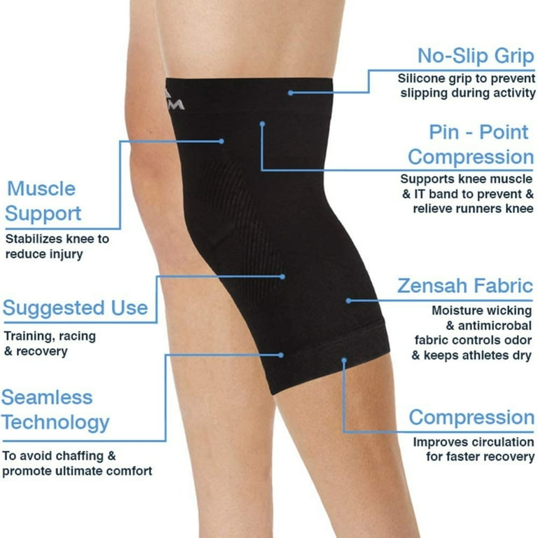 Mojo Compression Knee Sleeve for Women and Men 20-30 mmHg Black