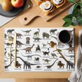thumbnail image 2 of Cartoon Dinosaurs Placemats Set of 4, Natural Primitive Wild Animals Names Placemats for Dining Table, Place Mats for Kitchen Tabletop, Waterproof Wipeable Dining Table Mats Set, 2 of 9