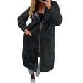 thumbnail image 3 of PNTUTB Fall Winter Women's Longline Coat Hooded Full Zip Outwear Soild Color Casual Loose Comfortable Trendy Coats with Pockets, 3 of 7