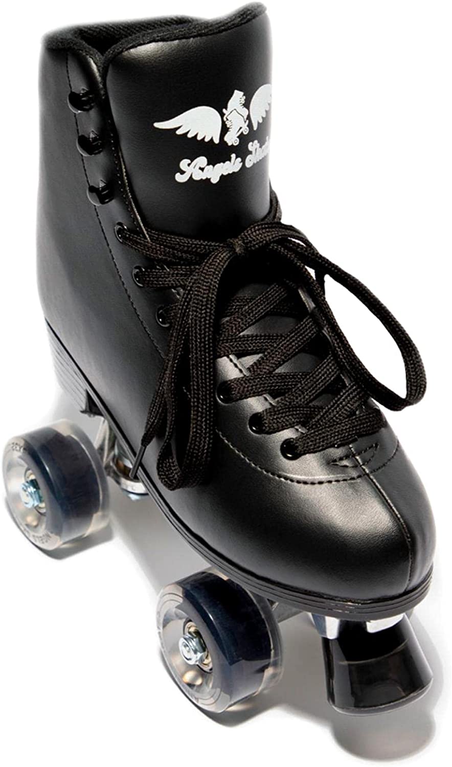 Angels Skates Thunder Black Design PU Leather Roller Skates for