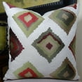 thumbnail image 1 of Thomas Collection Burgundy Olive Embroidered Linen Geometric Pillow - 11161, 1 of 5